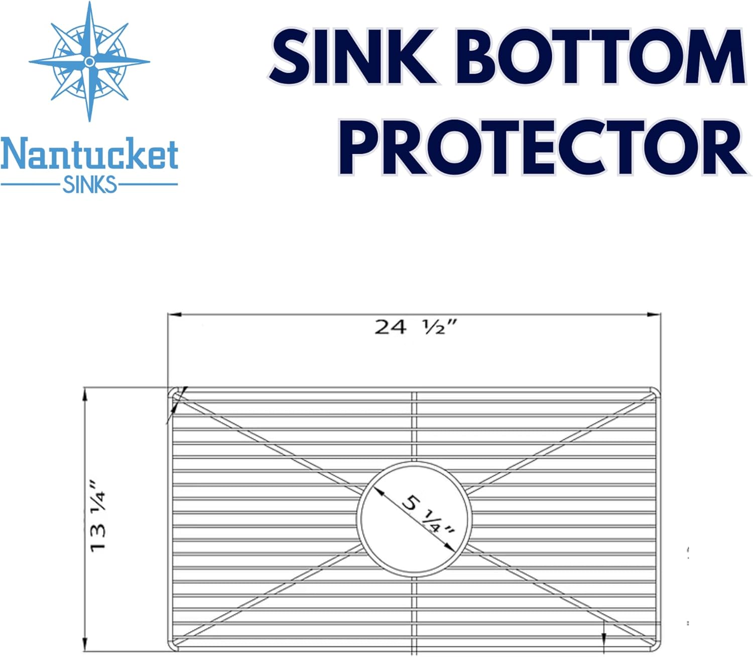 Nantucket Sinks BG-HC30 Sink Protector – Stainless Steel Bottom Grid for Kitchen Sink Models Hyannis-30 Chatham-30, Electro-plated, Chrome Finish, Rubber Feet, Vinyl Bumpers