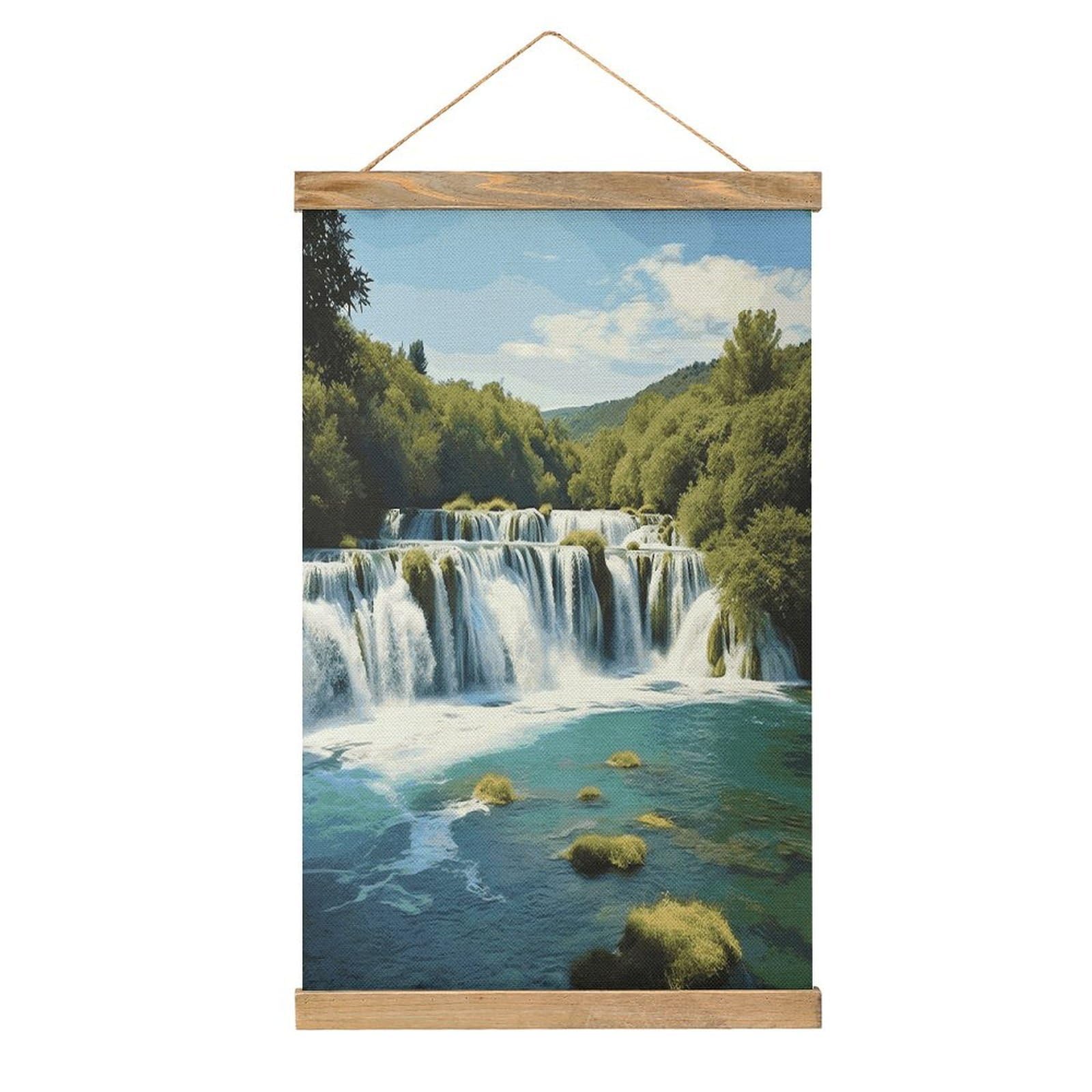FekiLoot Waterfalls on Krka River Wall Art Poster Hanger Frame Linen Wall Art Decor Vintage Hanging Poster Hanging Wall Decor Rustic Retro Wall Art Print for Living Room Decor 20.4 X 13.1Inches