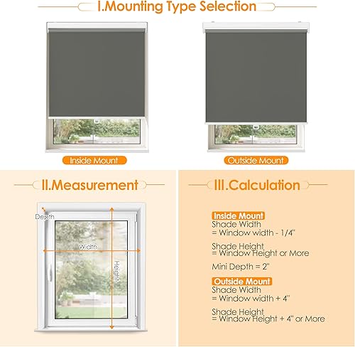 Miniatura 6 de Allesin Persianas enrollables opacas sin cordones para ventanas, para oscurecer la habitación con sistema de resorte, persianas térmicas, protección
