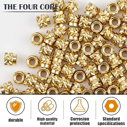 Miniatura 4 de FERCAISH 100 tuercas moleteadas, insertos roscados de latón para piezas impresas en 3D, tuercas de latón, tornillos de rosca de sarga de