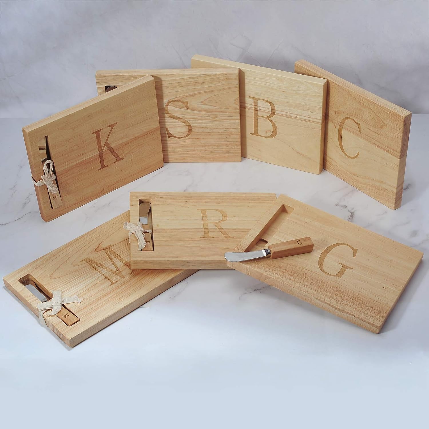 Miicol Wood Charcuterie Board, Monogram Cheese Board 10 Inch