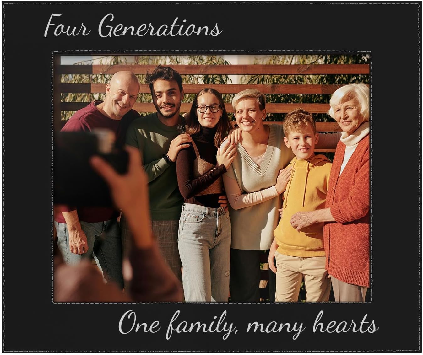 ThisWear Inspriational Family Frame Four Generations One Family Many Hearts 8x10 Leatherette Photo Frame Black