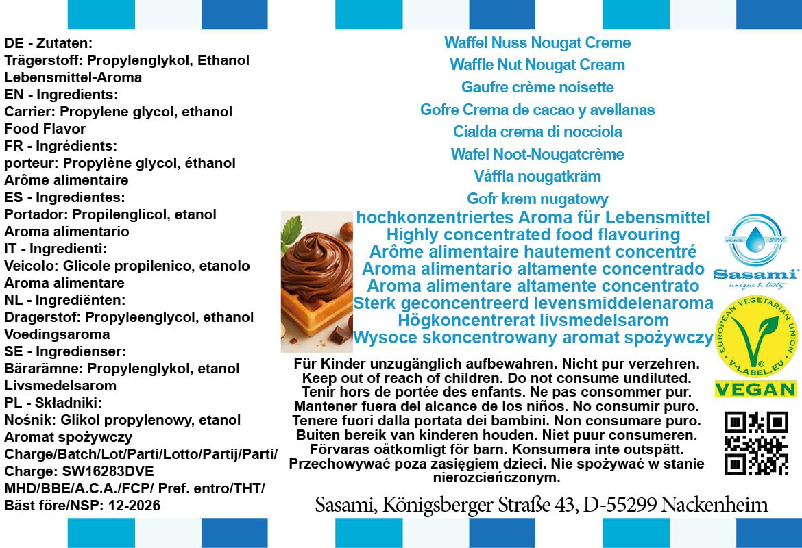Waffle Nut Nougat Cream Flavor Concentrate - Vegan - Sasami - 10ml — view 4