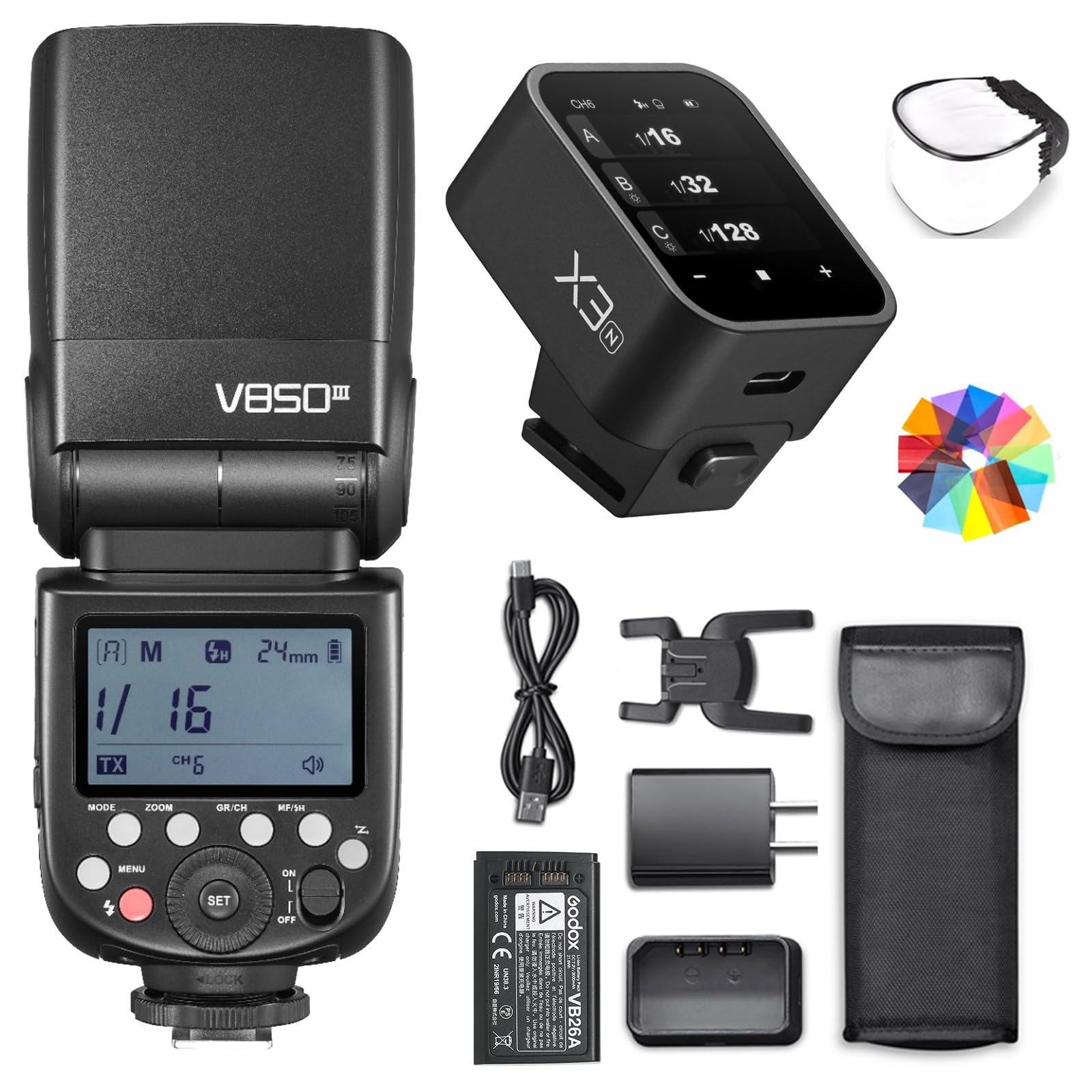 Godox V850III Flash Camera Flash with Godox X3-N Flash Trigger, 7.2V/2600mAh HSS 1/8000 2.4G 1.5s Recycle Time 450 Full Power Pops for DSLR Cameras with Standard Hot Shoes for Nikon Cameras (NO TTL)