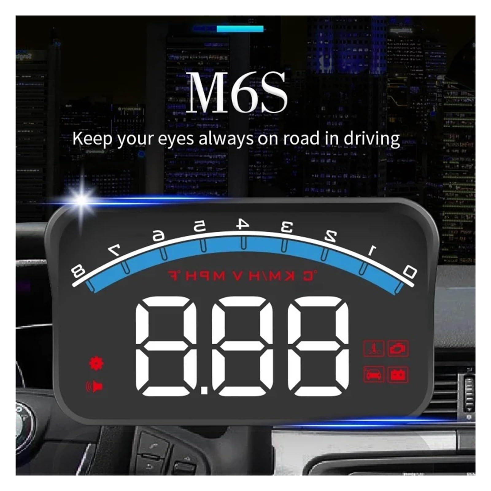 Pantalla Frontal De Coche M6S, Electrónica For Automóvil, KM/h, MPH, OBD, Alarma De Seguridad De Exceso De Velocidad, Proyector De Parabrisas, Pantalla, Medidor De RPM For Coche