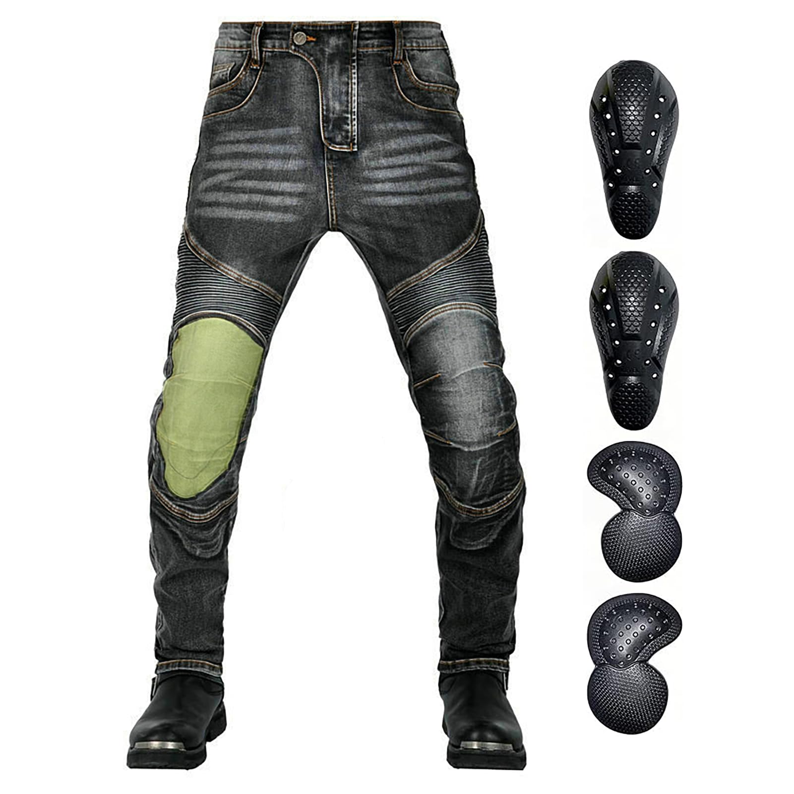 Motorradjeans Herren mit Protektoren, Aramid-Stretch Bikerhose