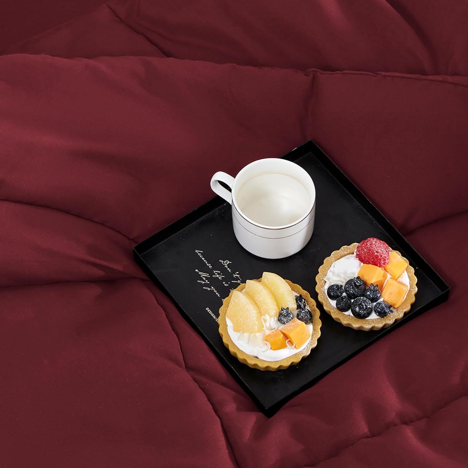 Sonive King Comforter,Quilted Duvet All Season Down Alternative Bedding Duvet Insert Soft Fluffy Breathable Microfiber 200gsm with 8 Corner Tabs Easy Care Burgundy - Image 7