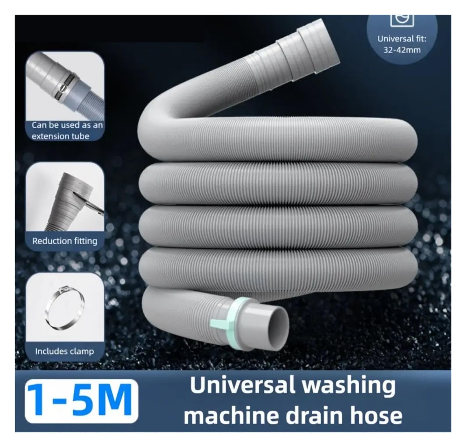 Tuyau De Vidange Flexible En EVA for Machine À Laver, 1m, 3m, 5m, Rallonge for Lave-vaisselle(4.0m)