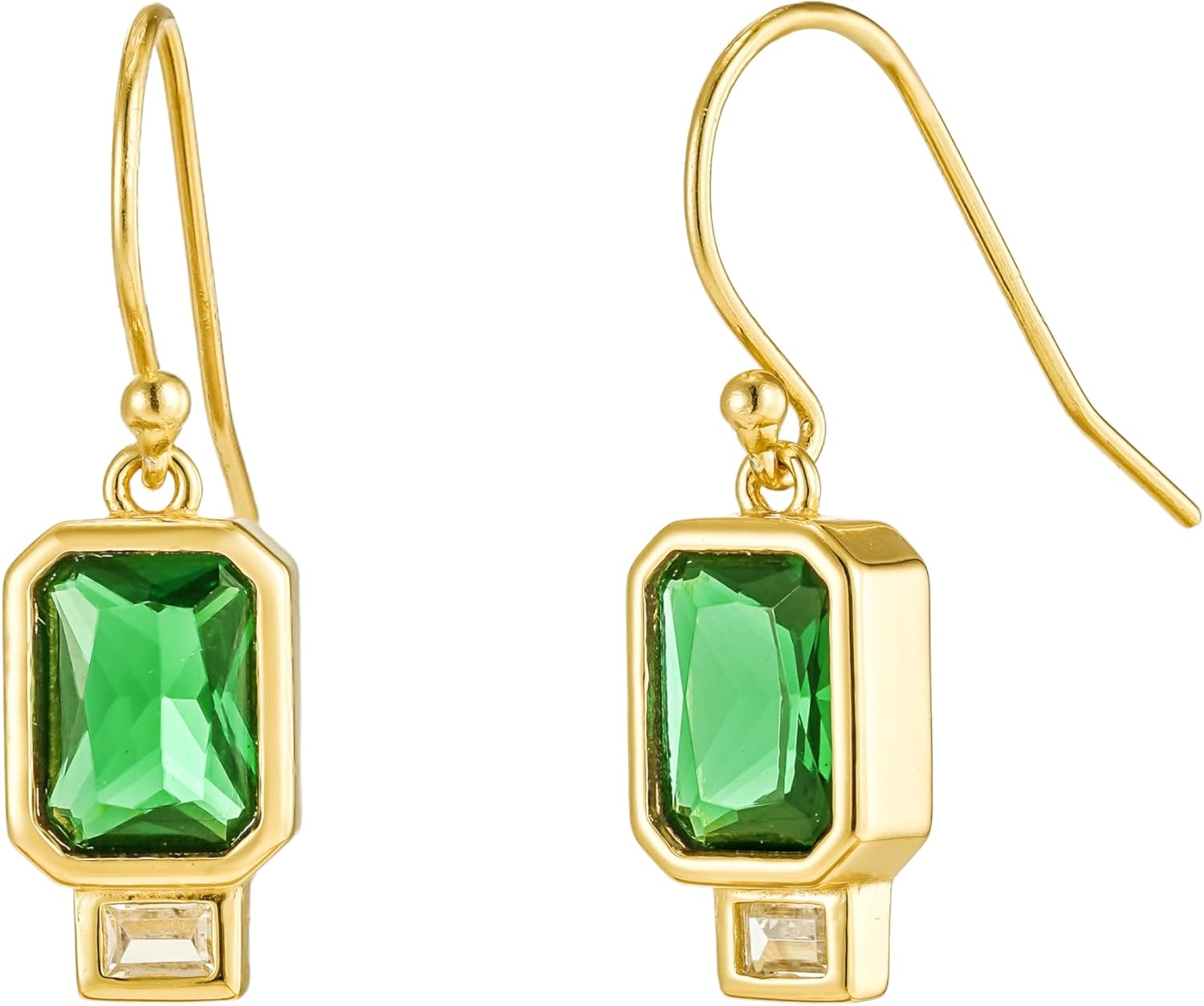 CAITLYNMINIMALIST 18K Gold Plated Sterling Silver Pearl Gemstone Crystal Wire Hook Drop Earrings for Women