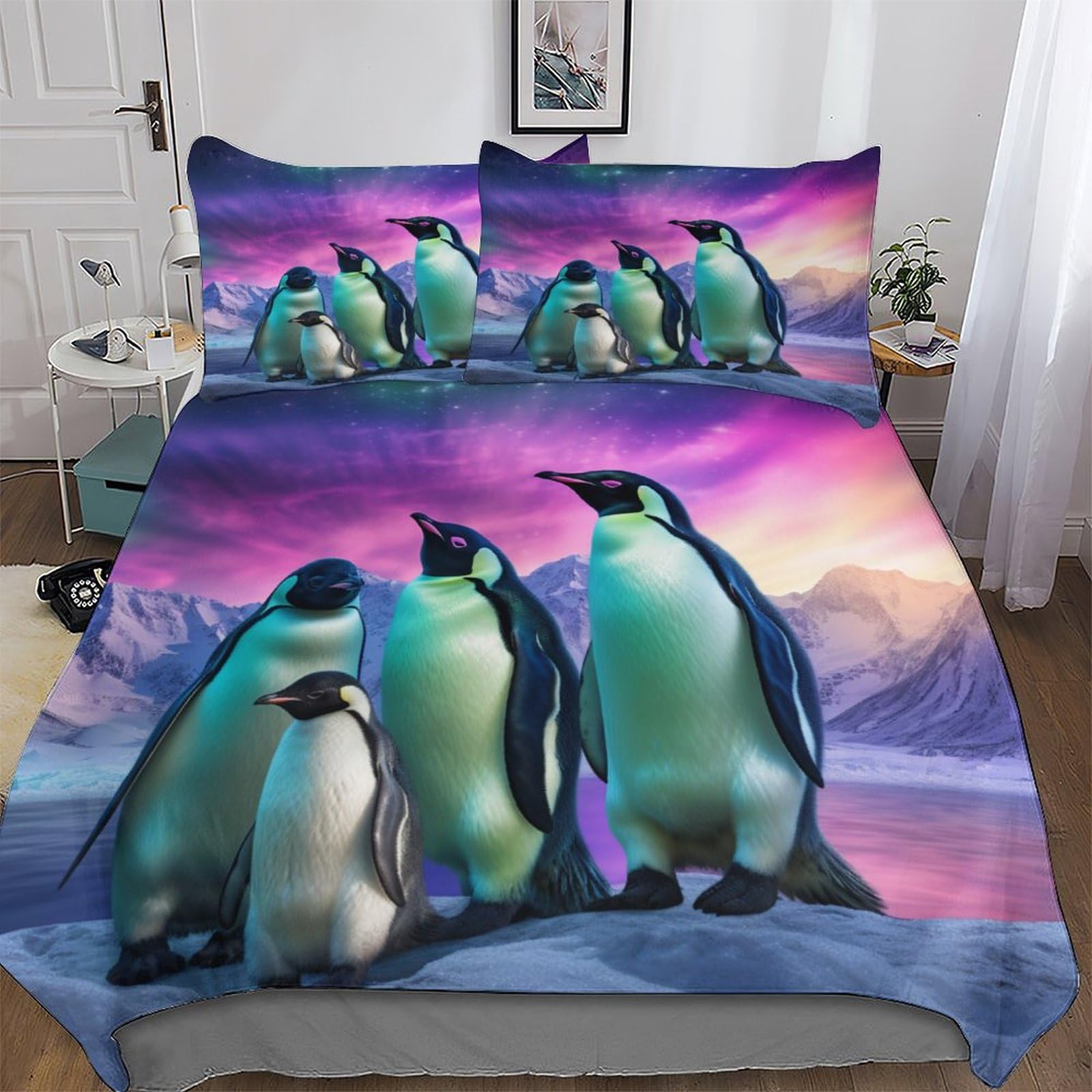 Housse de couette pingouin en microfibre de coton supérieure king size 220x240cm