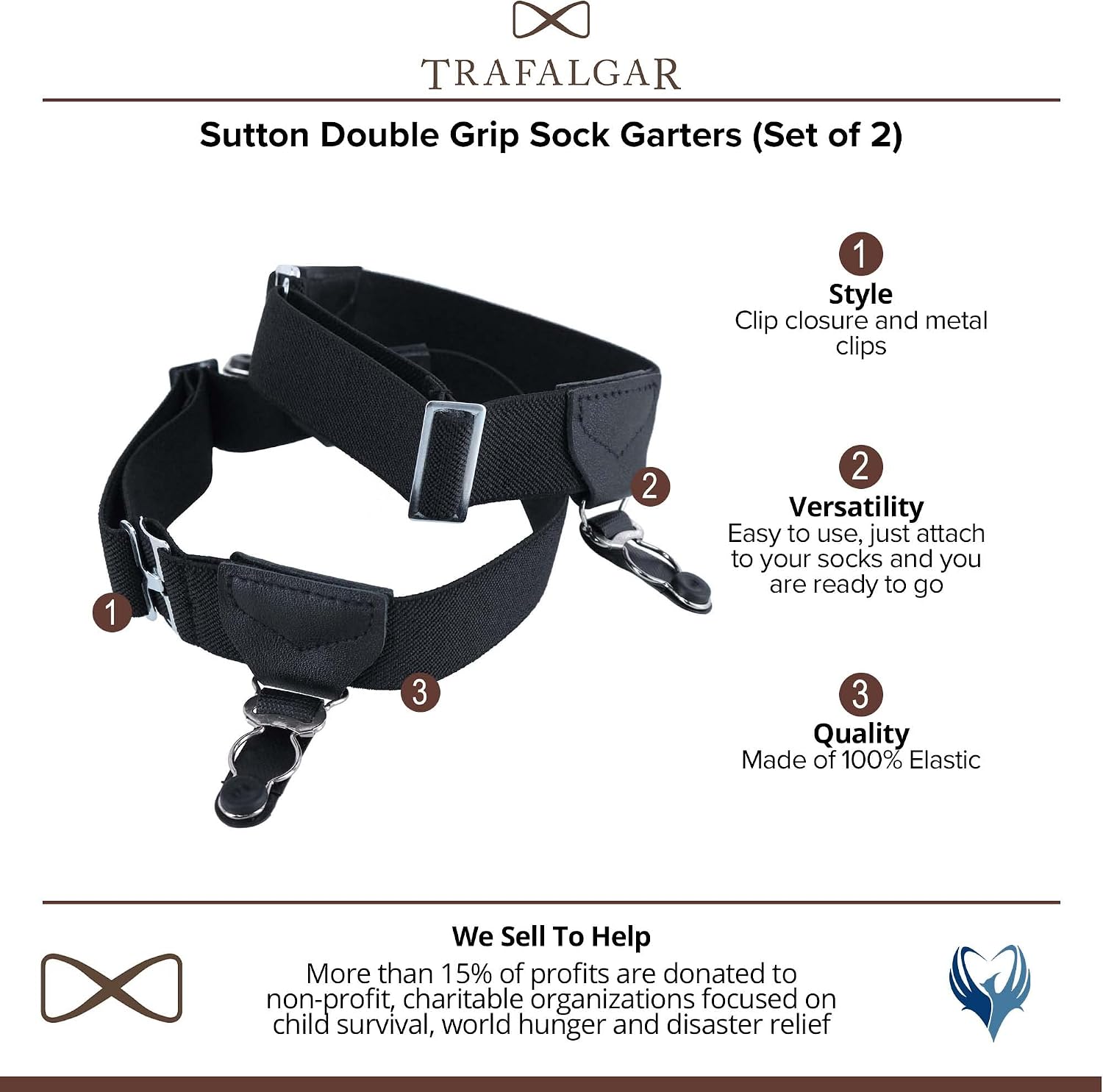 Trafalgar Men's Sutton Double Grip Sock Garters (Set of 2)