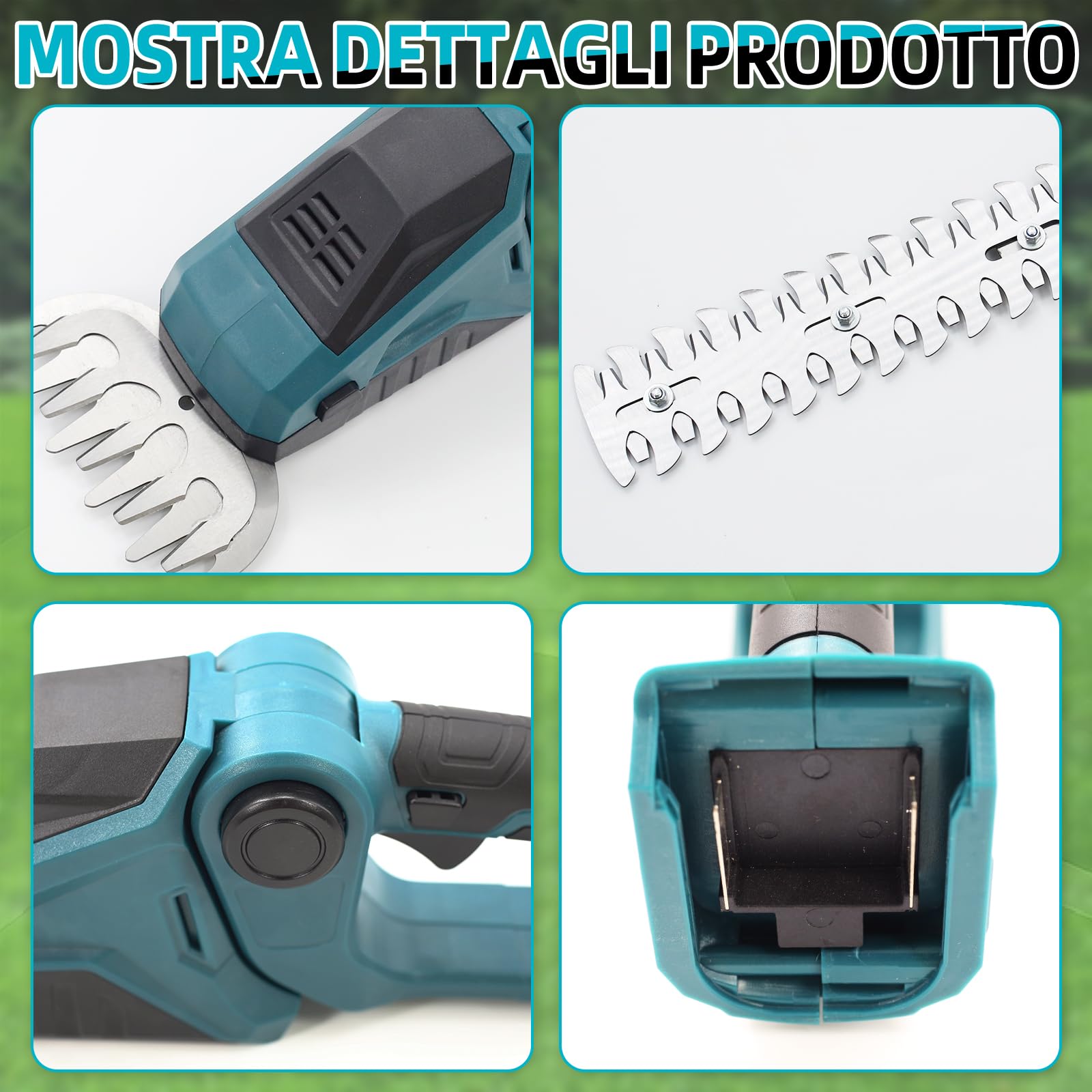 Set di cesoie per erba a batteria, compatibile con Makita 18 V, pratiche, tagliasiepi, tagliasiepi con coltello per erba e cesoie per arbusti, senza fili (senza batteria)