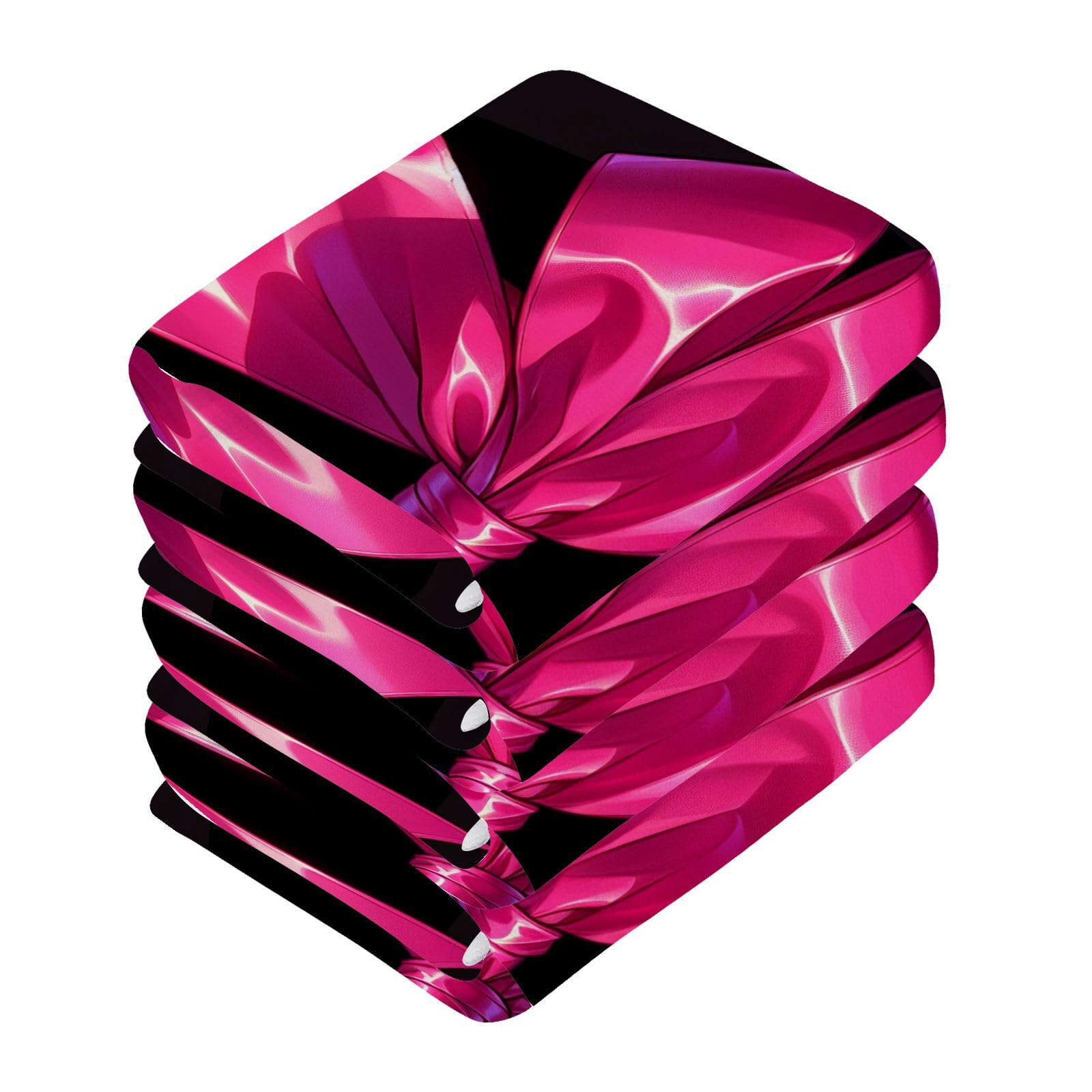 YANENDIE Black Red Bow Washcloths Towels, Highly Absorbent and Soft Cotton Face Cloths, 6 Pack Quick Dry Wash Cloths - 12 X 12 Inches