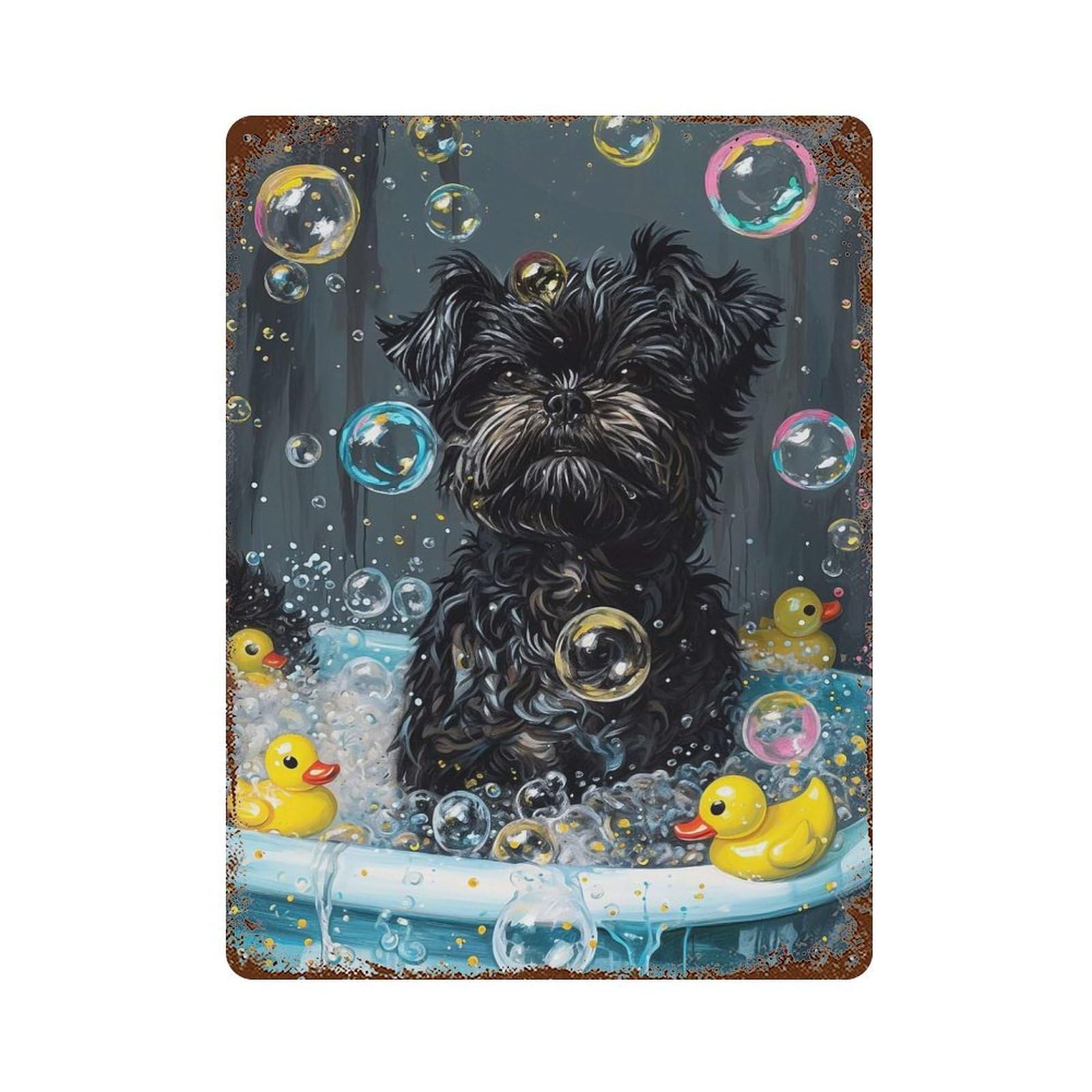 Retro Metal Sign with A Affenpinscher Dog Design 15.7"x11.8", for Living Room, Hallway And Home Decor, Farmhouse Wall Decor