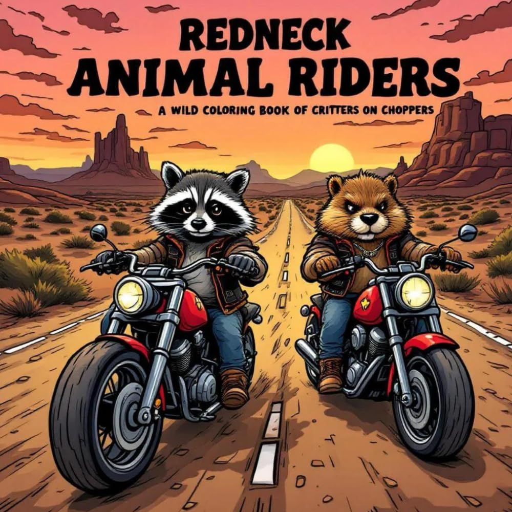 Redneck Animal Riders: A Wild Coloring Book of Critters on Choppers: Funny Animals Riding Rebel Motorcycles – Fun for All Ages