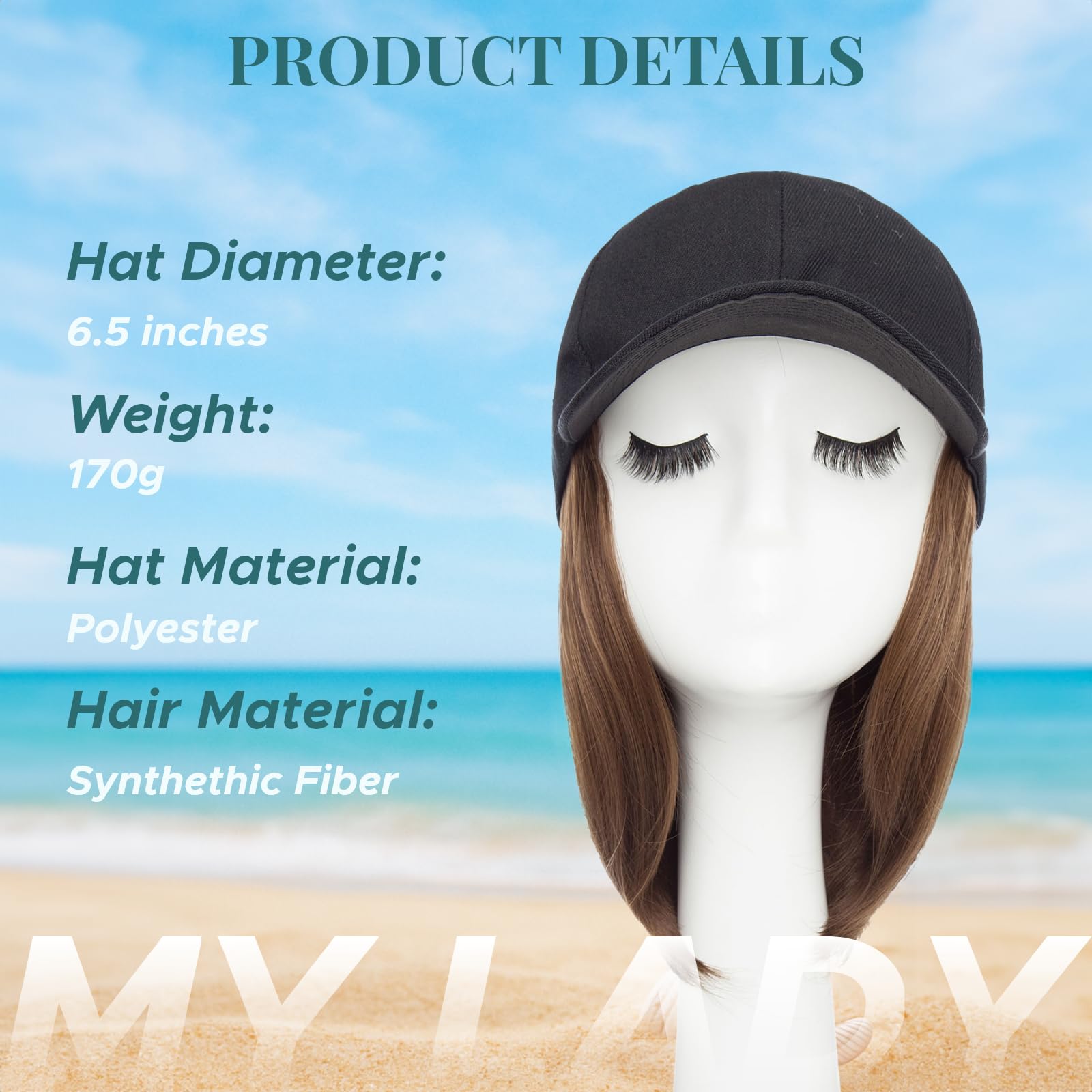Amazon.com : MY-LADY Hat Wig Hat with Hair Attached for  display picture 1