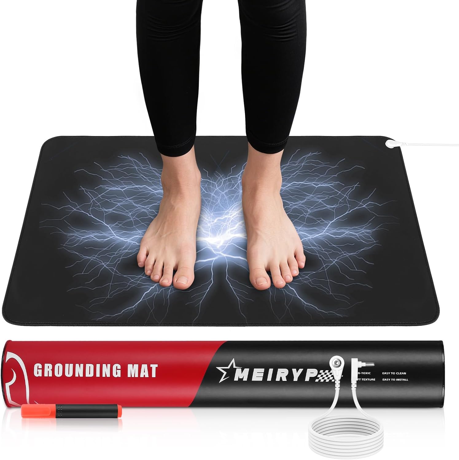Professional Grounding Mat with Carbon Fiber Technology | 24x16 Indoor Earthing Pad   15ft Medical-Grade Cord | Cellular Energy Renewal & Inflammation Support