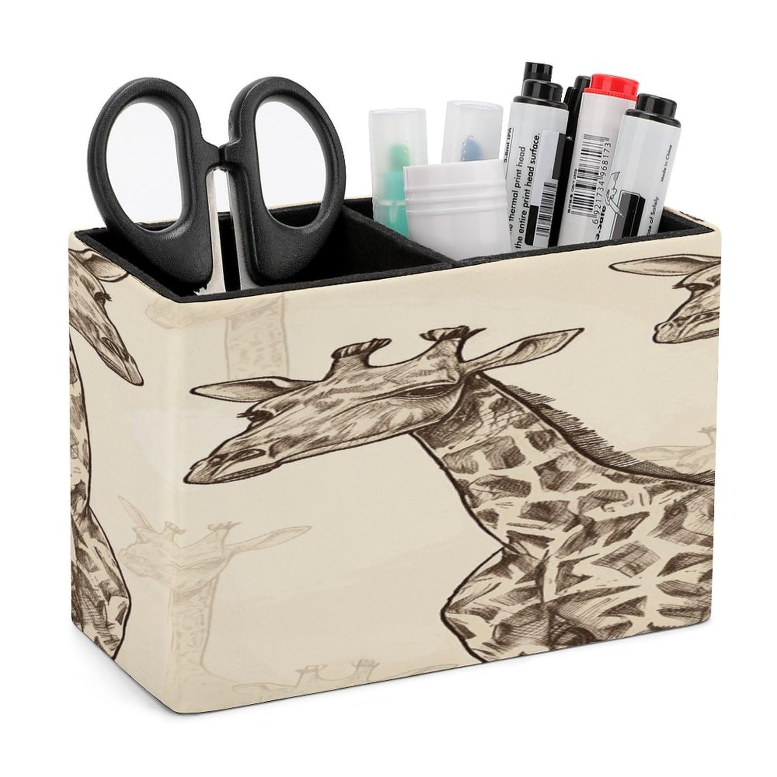Porte-stylos en cuir range-crayons contre le désordre du bureau girafe
