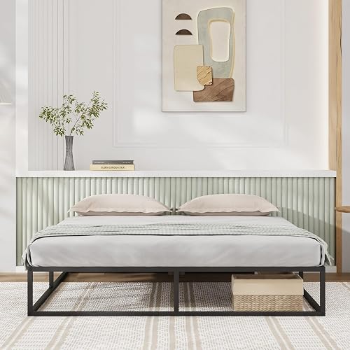 Novilla Queen Bed Frame Queen Platform Bed Frame No Box Spring Needed, Noise-Free, Easy Assembly, Dark Black