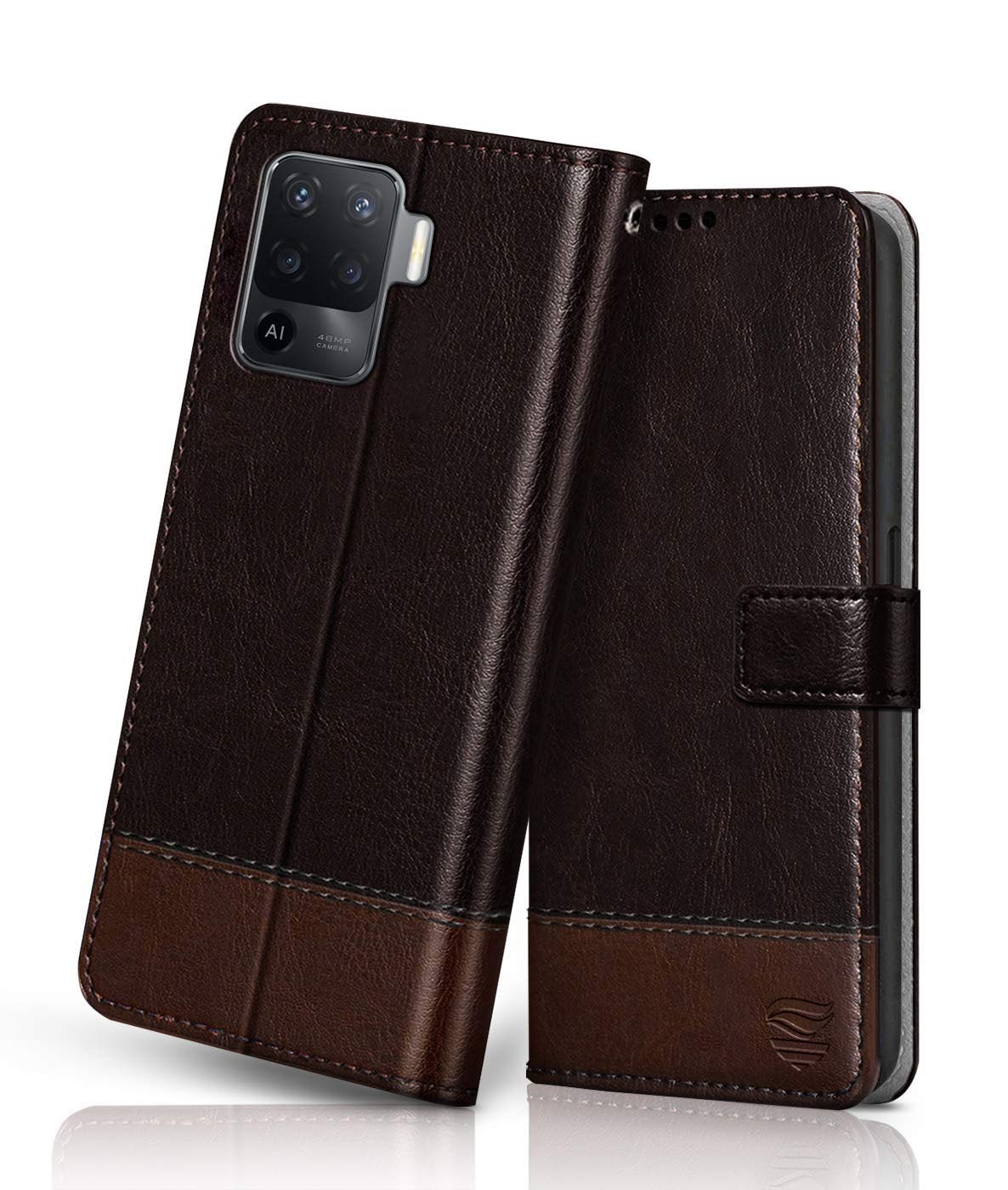 FLIPPED Vegan Leather Flip Case Back Cover for Oppo F19 Pro (Flexible, Shock Proof | Hand Stitched Leather Finish | Card Pockets Wallet & Stand | Coffee with Brown) (B08Z43PHG5) Amazon Price History, Amazon Price Tracker