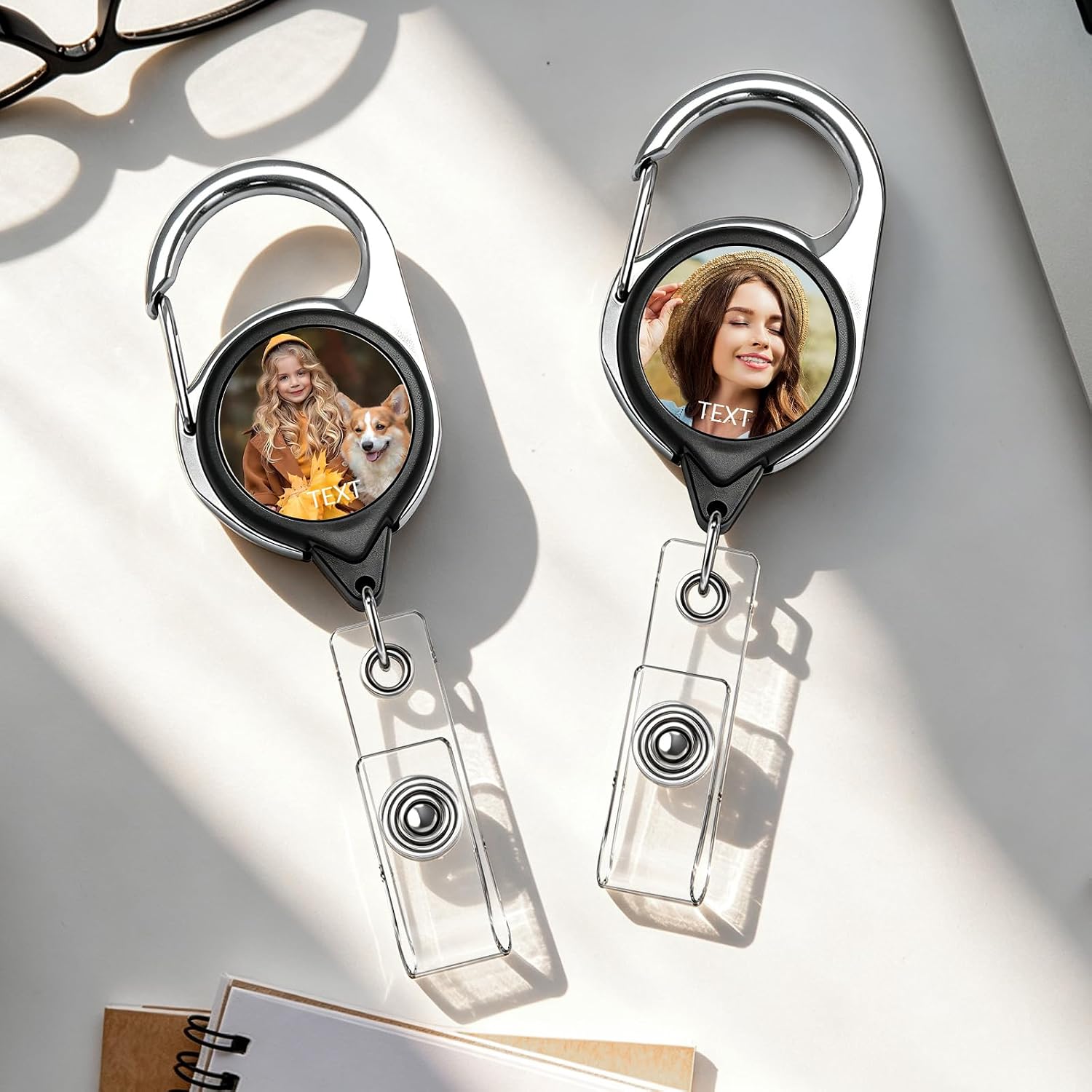 Personalized Badge Reel with Photo, Custom ID Badge Holder for Work