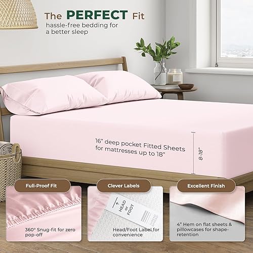 Miniatura 4 de Thread Spread Juego de 2 fundas de almohada 100% de algodón egipcio, tamaño estándarQueen con cierre de sobre, 1000 hilos de tejido satinado, color