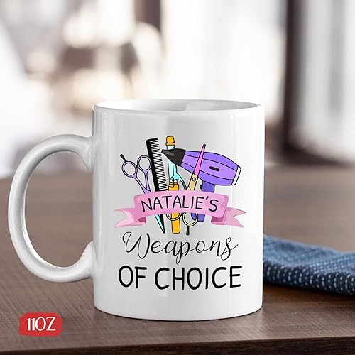 Miniatura 4 de Tazas de peluquería personalizadas, taza de café de armas de elección, diseño de taza de café para estilista con nombre personalizado para