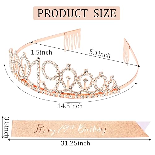 Miniatura 52 de CIEHER Juego de corona de cumpleaños 50 + banda de 50 y fabulosa banda + pin de perlas, tiara, regalos de 50, decoraciones para mujeres amigas