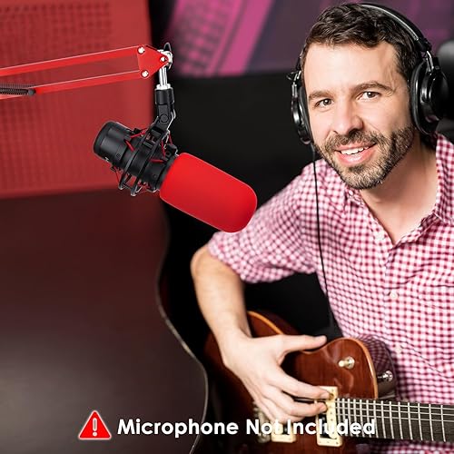 Miniatura 7 de Brazo de micrófono rojo compatible con HyperX QuadCast S - Soporte de brazo de brazo QuadCast Premium para juegos, transmisión por YOUSHARES