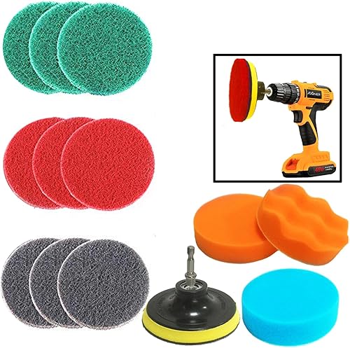 Juego de accesorios de cepillo de taladro, cepillo para fregar, almohadillas para fregar, kit de limpieza de esponja, taladro inalámbrico para