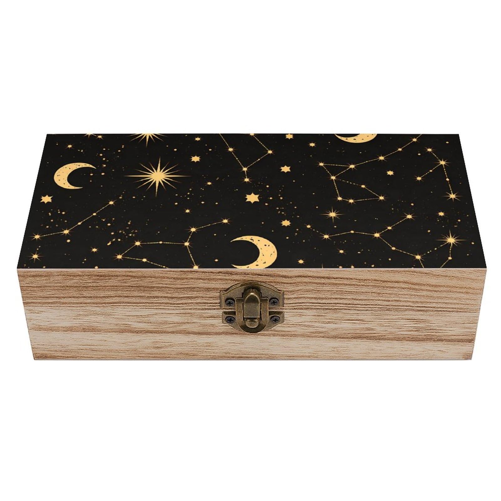 HLBSDM Trippy Colorful Skull WeedLeaf Leaves Wooden Storage Box