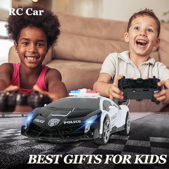 HOTUT Remote Control Transform Car, Transforming Remote Control Car Toys Gifts for Boys Age 3 4 5 6 7 8 Birthday Presents, 2.4GHz Deformation Robot RC Police Vehicle, 360° Rotation, 2 in 1 RC Vehicle
