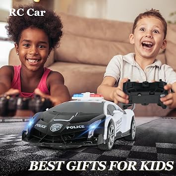 HOTUT Remote Control Transform Car, Transforming Remote Control Car Toys Gifts for Boys Age 3 4 5 6 7 8 Birthday Presents, 2.4GHz Deformation Robot RC Police Vehicle, 360° Rotation, 2 in 1 RC Vehicle