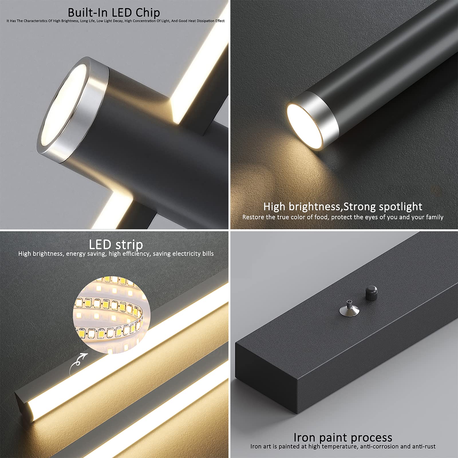 Lampada a Sospensione LED Moderna e dimmerabile per Isola Cucina, Lampada Decorativa lineare per la casa con faretti, Lampada a Sospensione Regolabile per Tavolo da Pranzo - Nera 1