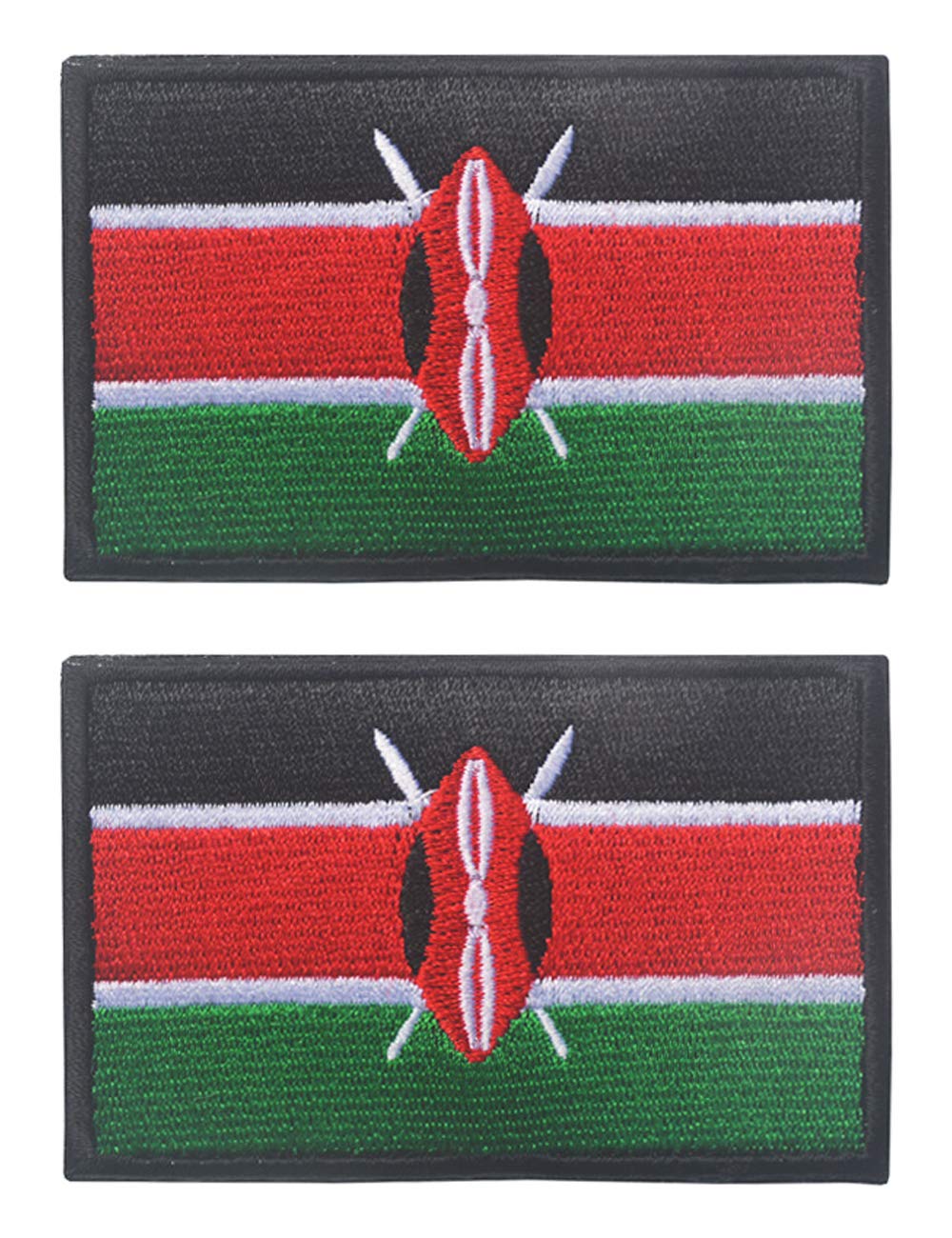 AliPlus 2 PCS Kenya Flag Patches Embroidered Tactical Military Morale Patch Applique Fastener Hook and Loop