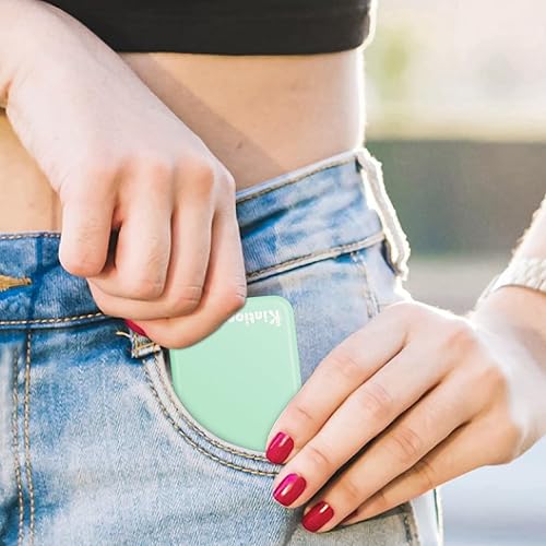 Miniatura 6 de Kintion Espejo de bolsillo recargable, espejo de tocador compacto de doble cara con aumento 1X/3X, 3 luces de color, regulable, pequeño espejo Cian