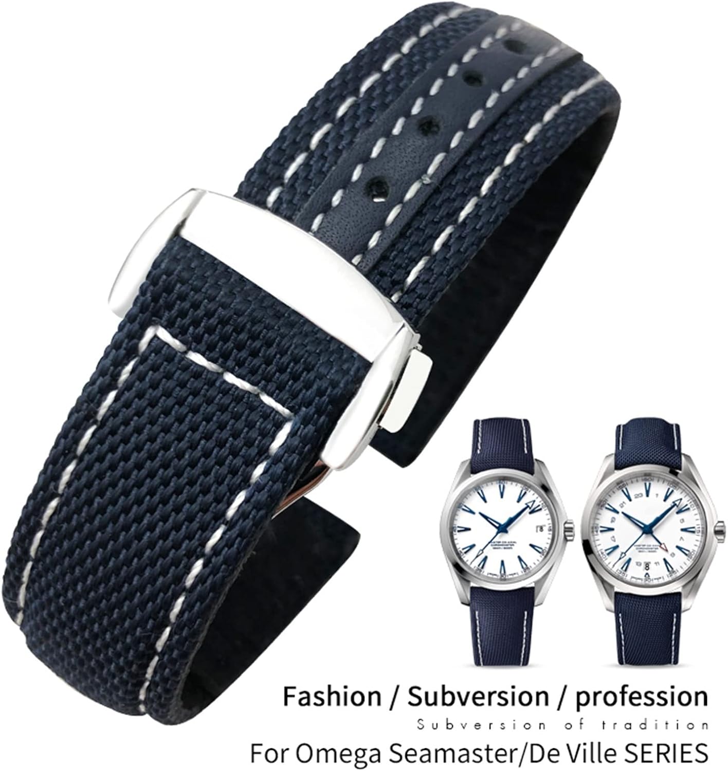 ienyu 19mm 20mm nylon canvas watch strap for omega 300 at150 fabric aqua terra 150 blue 21mm 22mm watchband buckle