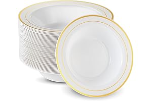 Munfix 50 Gold Plastic Bowls Set: Gleaming Elegance for Every Occasion