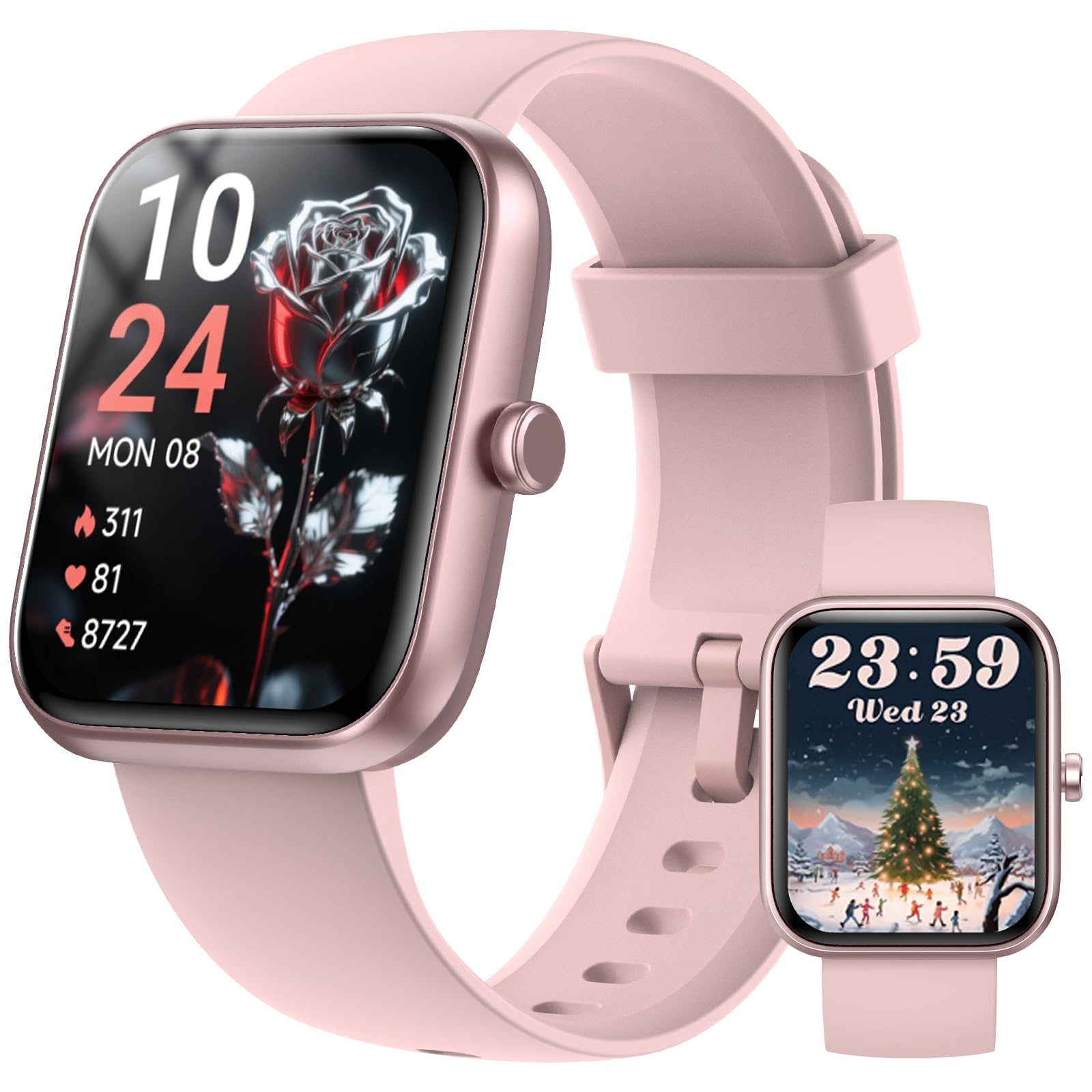 Reloj Inteligente Hombre Mujer Konitee, Smartwatch con Llamadas Bluetooth, 1.83" Pulsera Actividad con Whatsapp Mensajes, 110+ Modos Deportivo, SpO2/Sueño/Pulsómetro, Impermeable IP68 para iOS/Android