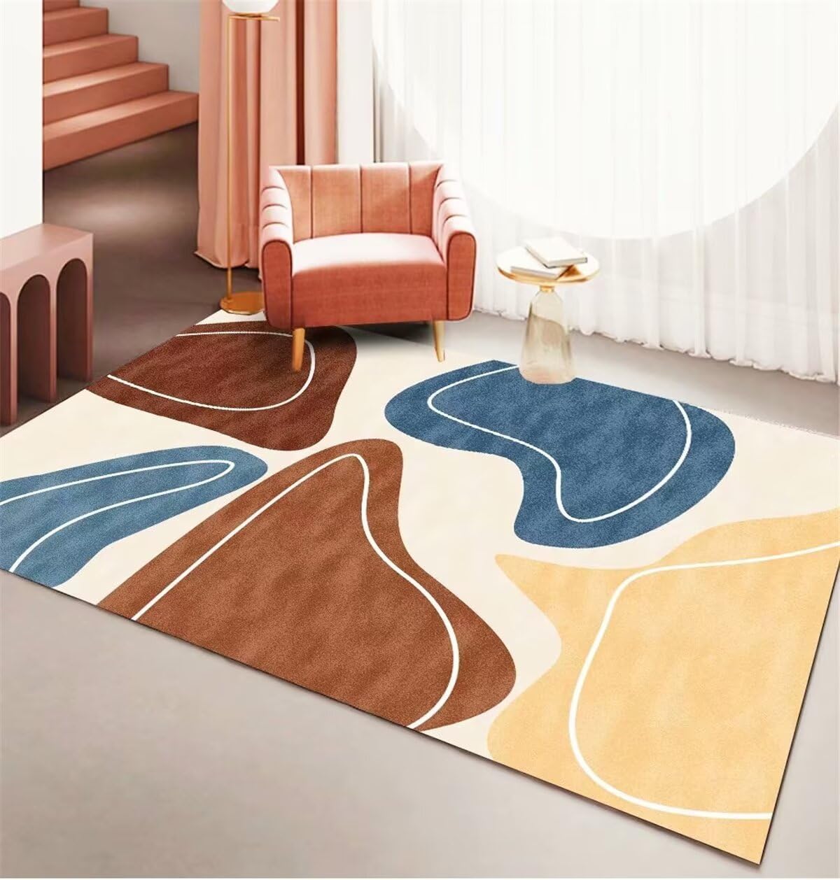 Lava Pavimenti Casa Tappeti Camera Da Letto Divano Tappeto Colore Corrispondente Camera da Letto Tappeto Lavabile Soggiorno Moderno 140X200CM