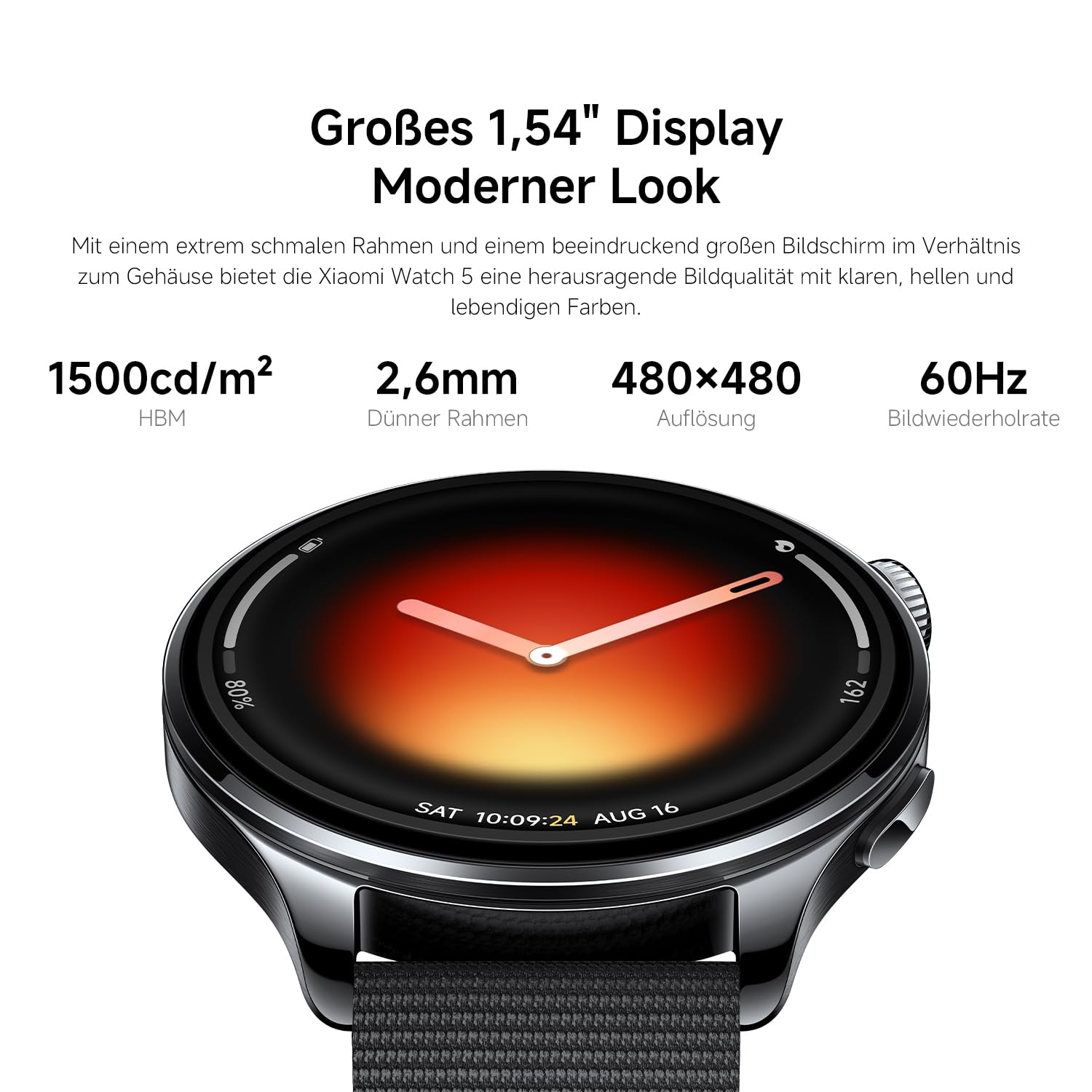 XIAOMI Watch 5 Smartwatch 47mm, Google Wear OS, NFC-Zahlung, KI mit Gemini, 1,54” Display, bis zu 6 Tagen Akkulaufzeit, GPS-Fitness-Tracking, Gestensteuerung, Bluetooth, Nur für Android, Grün