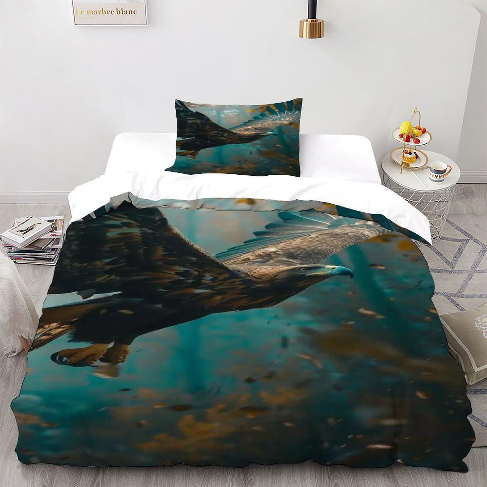 Housse de couette zippée pour lit simple parure microfibre facile à laver