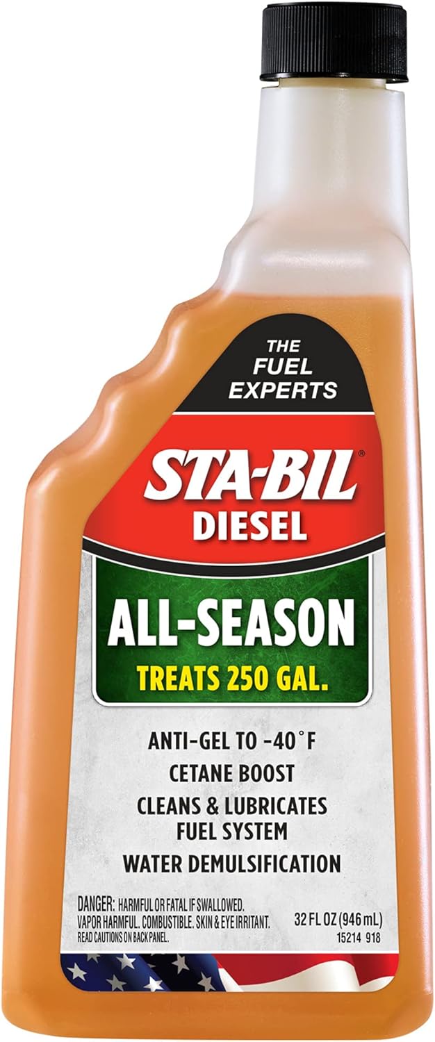 STA-BIL Diesel All-Season Anti-Gel Cetane Boost Fuel Additive - Cleans, Lubricates, Treats 150 Gallons, 20 oz Orange