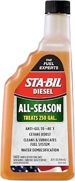 STA-BIL Diesel All-Season Fuel Treatment, 20 oz | Treats 150 gallons. Prevents fuel gelling, boosts cetane, and removes water.