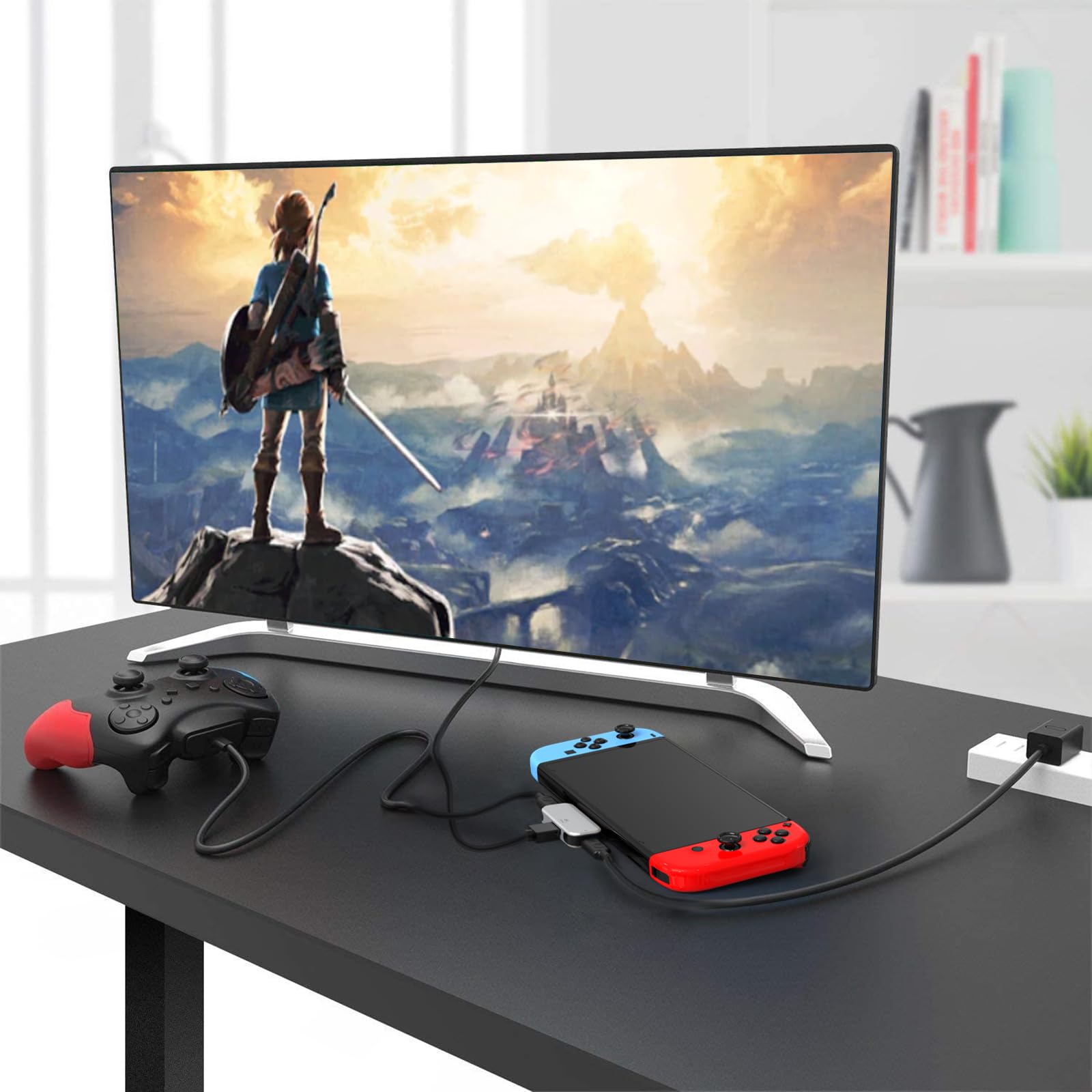 Geekria Dock station TV compatibile con Nintendo Switch/OLED di ricambio portatile, accessori di gioco con HDMI 4K/1080P 3 in 1 HDMI/2 Type-C