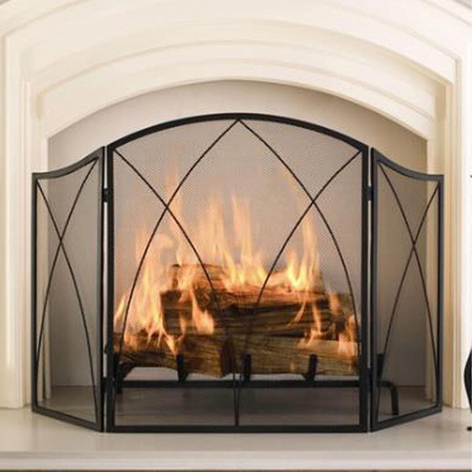 Salvachispas Plegable Pantalla Protectora de Chimenea, Salvachispas Chimenea leña, Antichispas para Chimeneas de Leña,Rejilla Chimeneas Leña y Estufas, Chimenea Puerta de pie Malla Decorativa