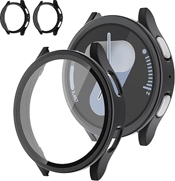 Screen Protector Case for Samsung Galaxy Watch 7 Case 44mm,2 Pack Hard PC Frosted Cases Tempered Film Replacement Cover for Samsung Watch 7 44mm Screen Protector Women Men,Galaxy Watchs 7 Accessories