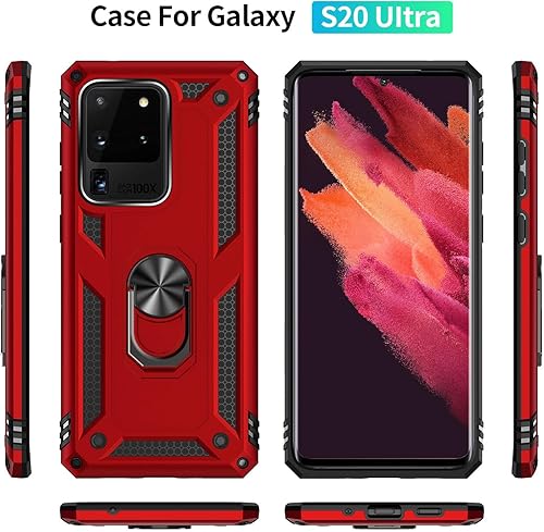 Miniatura 6 de ADDIT Funda S20 Ultra para Samsung Galaxy S20 Ultra, con anillo de soporte, soporte ajustable, grado militar, protección resistente, a prueba de