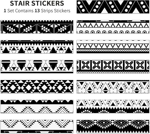 Miniatura 6 de Adhesivos autoadhesivos con patrón azteca, para pelar y pegar, elevadores de escaleras, calcomanías decorativas para escalones, 7.1 x 39.4 pulgadas