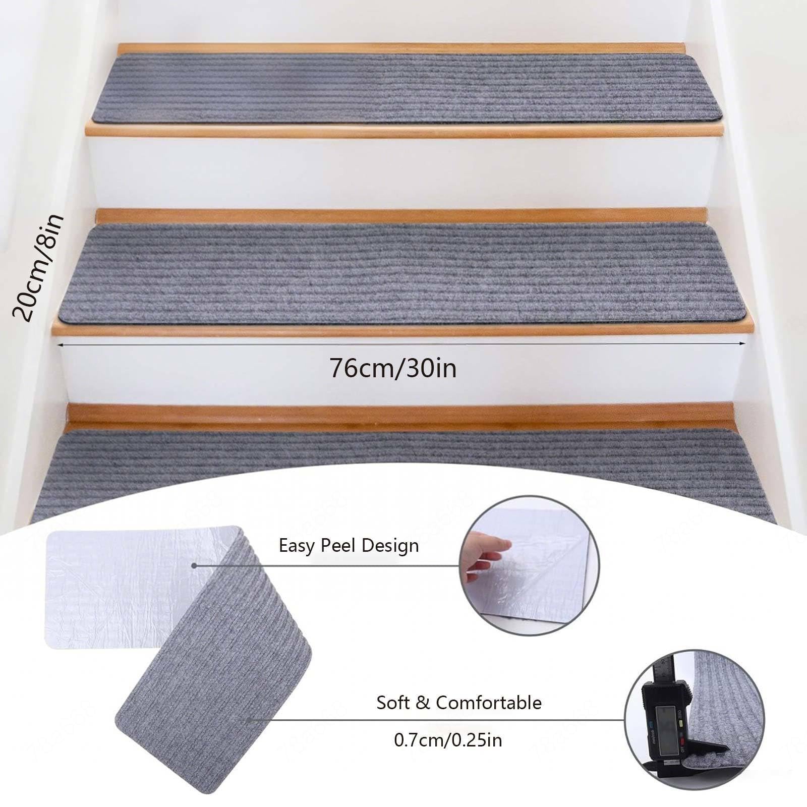 Lot de 15 bandes antidérapantes pour marches d'escalier - 20 x 76 cm - Coupe aléatoire - Tapis de sécurité antidérapant pour escaliers, garage, terrasse, intérieur/extérieur